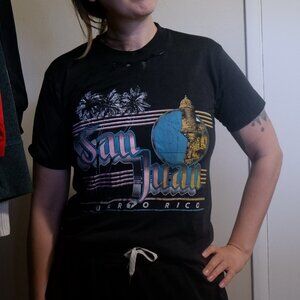 Thrashed Vintage San Juan Puerto Rico T Shirt Tee 80s 90s Vacation Souvenir
